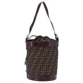 Borsa a tracolla FENDI Zucca Canvas Marrone Nero Auth 199123V