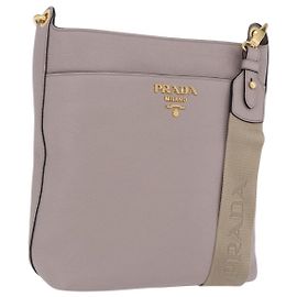 PRADA Schultertasche aus Taurillon-Leder Grau Gold 1BE066 Auth am12351SAM
