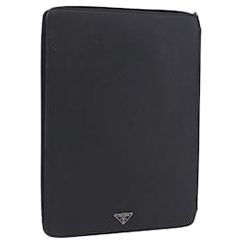 Custodia Porta-documenti PRADA Saffiano Black Silver Auth 200201