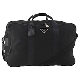 Borsa Boston PRADA Nylon 2way Nero Argento Auth 194402
