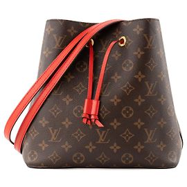 LOUIS VUITTON - Borsa a tracolla Louis Vuitton NéoNoé in tela rivestita monogram marrone e rosso