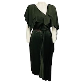 Vestido de cóctel midi de seda verde Roksanda Ilincic
