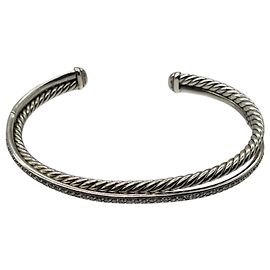 Bracciale David Yurman Crossover a due file in argento sterling con diamanti, 6mm