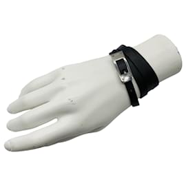 Hermès Brazalete / Gargantilla Kelly Ardion de cuero negro Hermes 2004