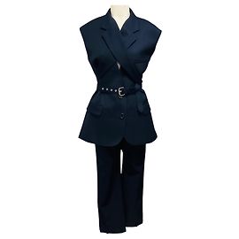 Autre Marque Conjunto de Traje Monse Midnight con Chaleco Criss Cross y Pantalones Tuxedo de Sastrería Deconstruidos