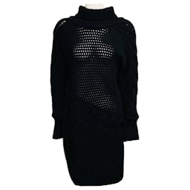 Prabal Gurung Black Langärmeliges Kaschmir-Strickkleid mit Rollkragen