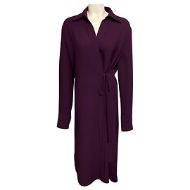 Vestido midi envelope em crepe de manga comprida Jil Sander Purple