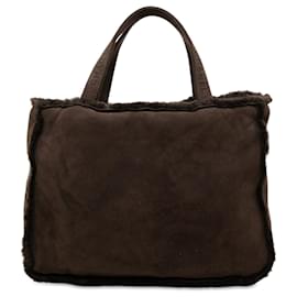 Braune Chanel Tote aus Wildleder und Lammfell
