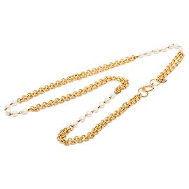 Collana a doppio giro di perle finte placcata oro Chanel Gold