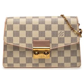 Borsa a tracolla Louis Vuitton Damier Azur Croisette Wallet on Chain bianca