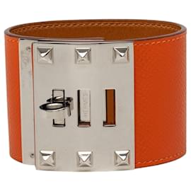 Bracciale Kelly Extreme Dog Hermès in Epsom arancione e palladio