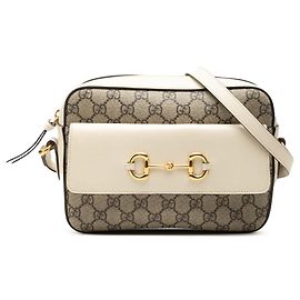 Borsa a tracolla Gucci Small GG Supreme Horsebit 1955 Beige