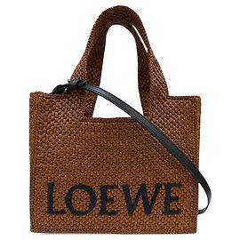 Borsa LOEWE Small Raffia Font Tote Satchel Marrone