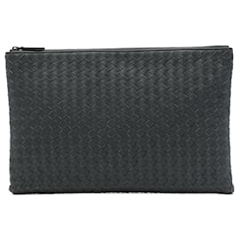 Clutch Bottega Veneta Intrecciato in Nappa grigio