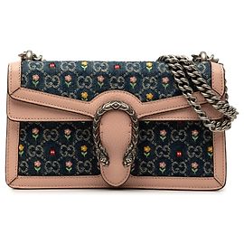 Gucci Dionysus Crossbody-Tasche aus blauem GG Denim, Limited Edition, Medium, mit floralen Stickereien
