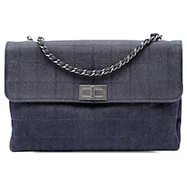 Bolso de hombro Chanel Chocolate Bar Denim Reissue 2.55 con solapa Azul