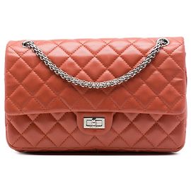 Sac à épaule Chanel Reissue 2.55 Double Flap 226 en cuir d'agneau matelassé Orange