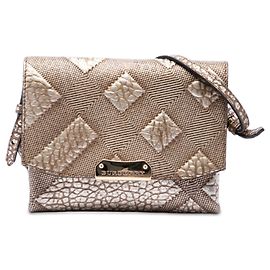 Borsa a tracolla Langley in pelle grana embossed Check Burberry dorata