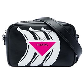 Bolso Camera Prada City Calf con estampado de plátano negro