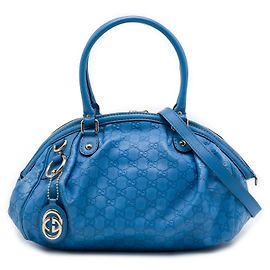 Borsa Satchel Gucci Guccissima Sukey Blu