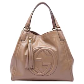 Borsa Tote Gucci Soho Cellarius Medium in vernice marrone