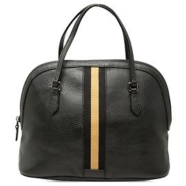 Borsa Satchel Dome Gucci Medium in pelle di vitello nera con banda Web