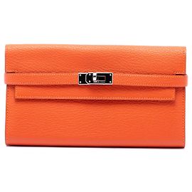 Cartera larga Hermès Kelly en Chevre Mysore Orange