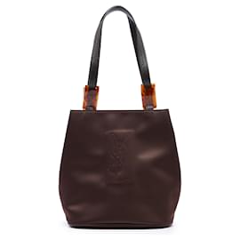 Tote Saint Laurent in nylon marrone effetto tartaruga