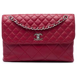 Borsa a tracolla Chanel CC Quilted Calfskin In The Business Flap rossa