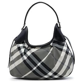 Borsa a tracolla Brooklyn Hobo in nylon Beat Check Burberry grigia
