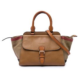 Borsa Harcourt Burberry in pelle e tela House Check marrone