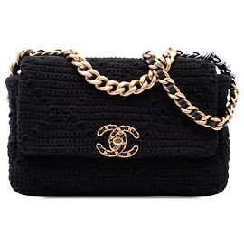 Borsa Chanel Medium Crochet 19 Flap Satchel Nera