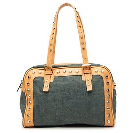 Borsa a tracolla in denim con borchie blu Fendi