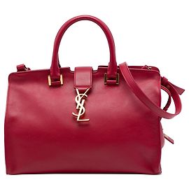 Borsa satchel Downtown Small in pelle monogramma rossa Saint Laurent