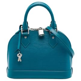 Borsa Louis Vuitton Alma BB in pelle Epi blu