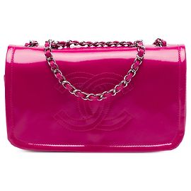 Bolso de Hombro Chanel CC Patent Lipstick Ligne Flap Rosa