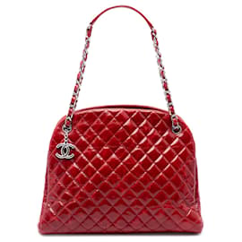 Bolsa Bowling Just Mademoiselle Chanel Large em couro envernizado matelassê vermelho