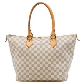 Borsa Tote Louis Vuitton Damier Azur Saleya MM bianca