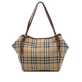 Borsa Tote Burberry Small Haymarket Check in nylon beige