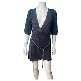 Sessun Vestido de verano Sessùn azul marino con rayas doradas