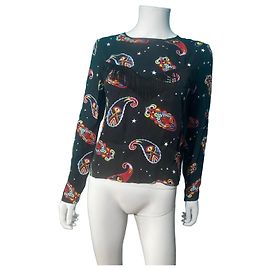 KOOKAÏ Schwarzes Langarm-Top mit Paisley- und Sternprint