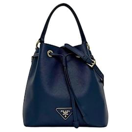 Borsa a tracolla Prada in pelle Saffiano Azzurro Blue