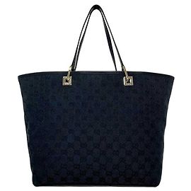 Borsa Tote Gucci Nera in Tela GG e Pelle