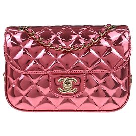 Borsa a patta Chanel Hollywood Boulevard in pelle metallizzata matelassé Mini
