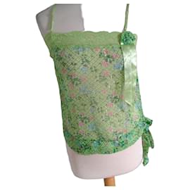 Autre Marque Débardeur Lulu.H Paris vert à imprimé floral