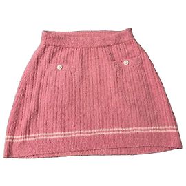 Chanel Rock Pink Tweed Minirock mit weißen Streifen