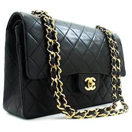 Borsa a tracolla con catena CHANEL Classic Double Flap 10" in pelle d'agnello nera