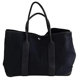 Hermès Shopper aus Stoff marineblau