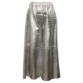 Loewe Hose aus silbernem metallisiertem Lammleder