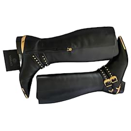 Botas altas de cuero negro Versace